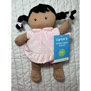 Carter’s Plush Doll Rattle Smiley Happy Friends 2008 African American Pig Tails